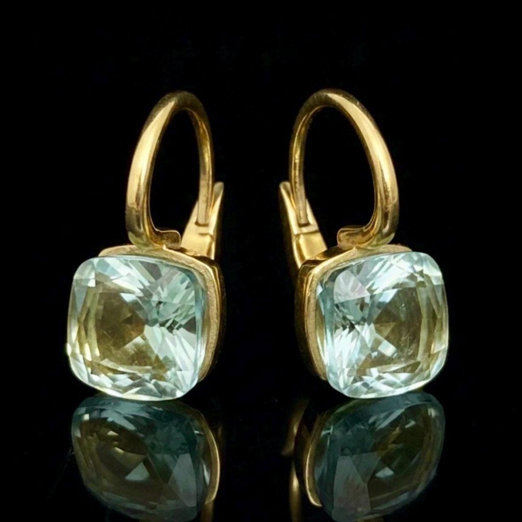Pomellato Nudo Classic 18kt Yellow Gold Blue Topaz Earrings: Vintage Signed Pomellato earrings