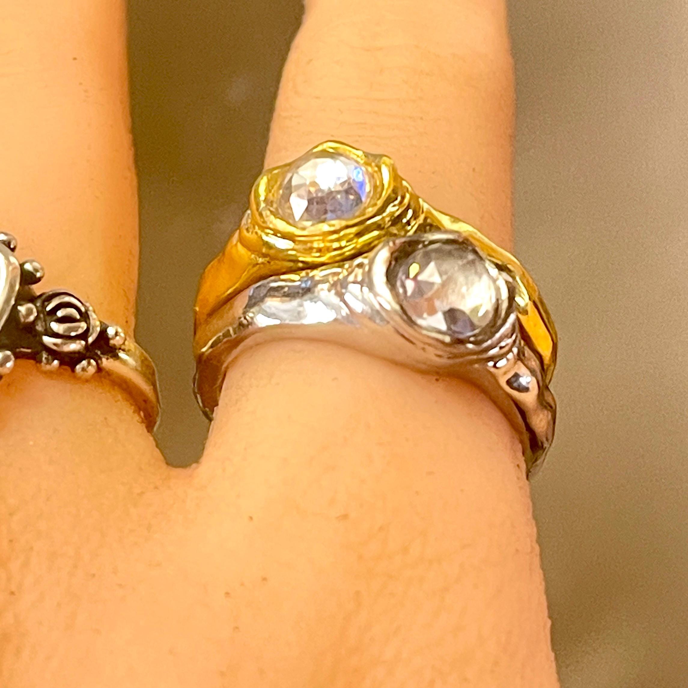Rose cut quartz ring: 1 carat rose cut gold or silver size 8 ring - Image 4