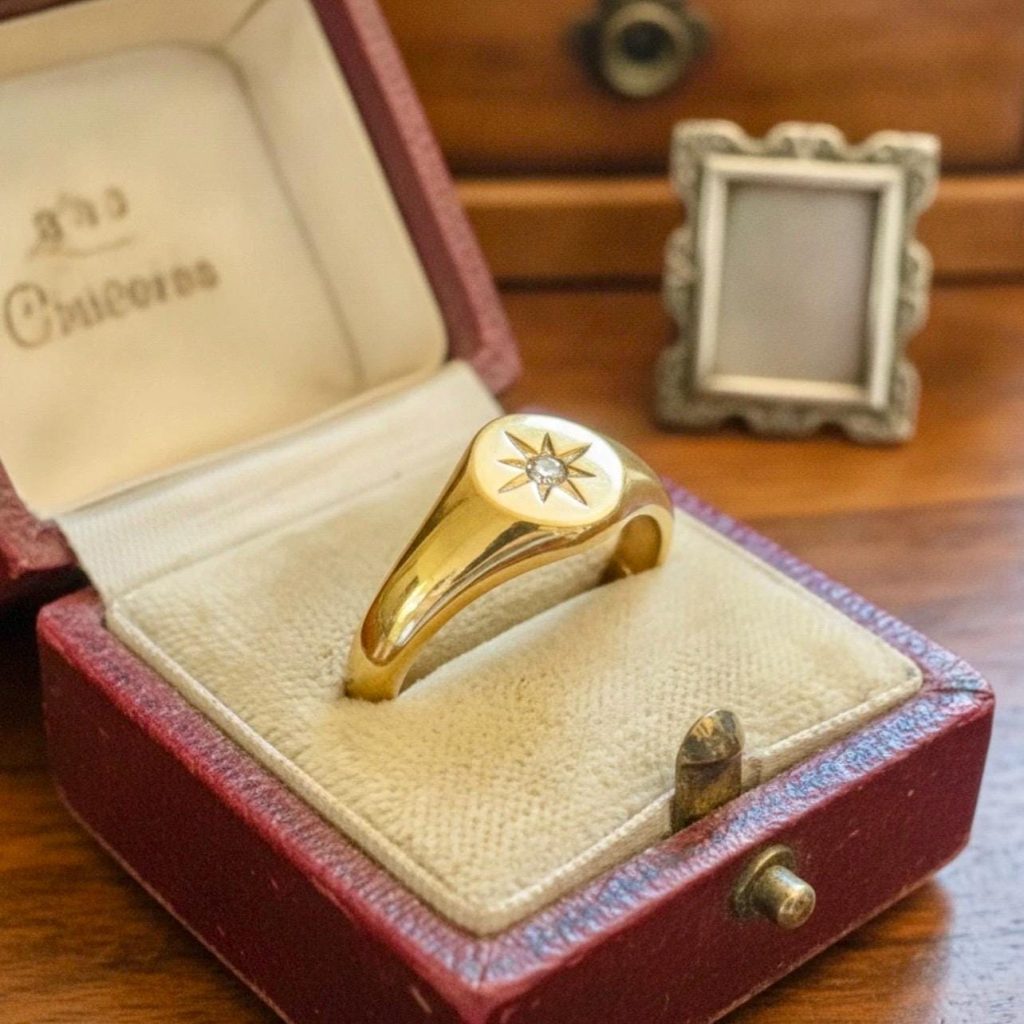 His and Her Star Diamond Ring: Gypsy cut star Yellow Gold Vermeil, Size 8
