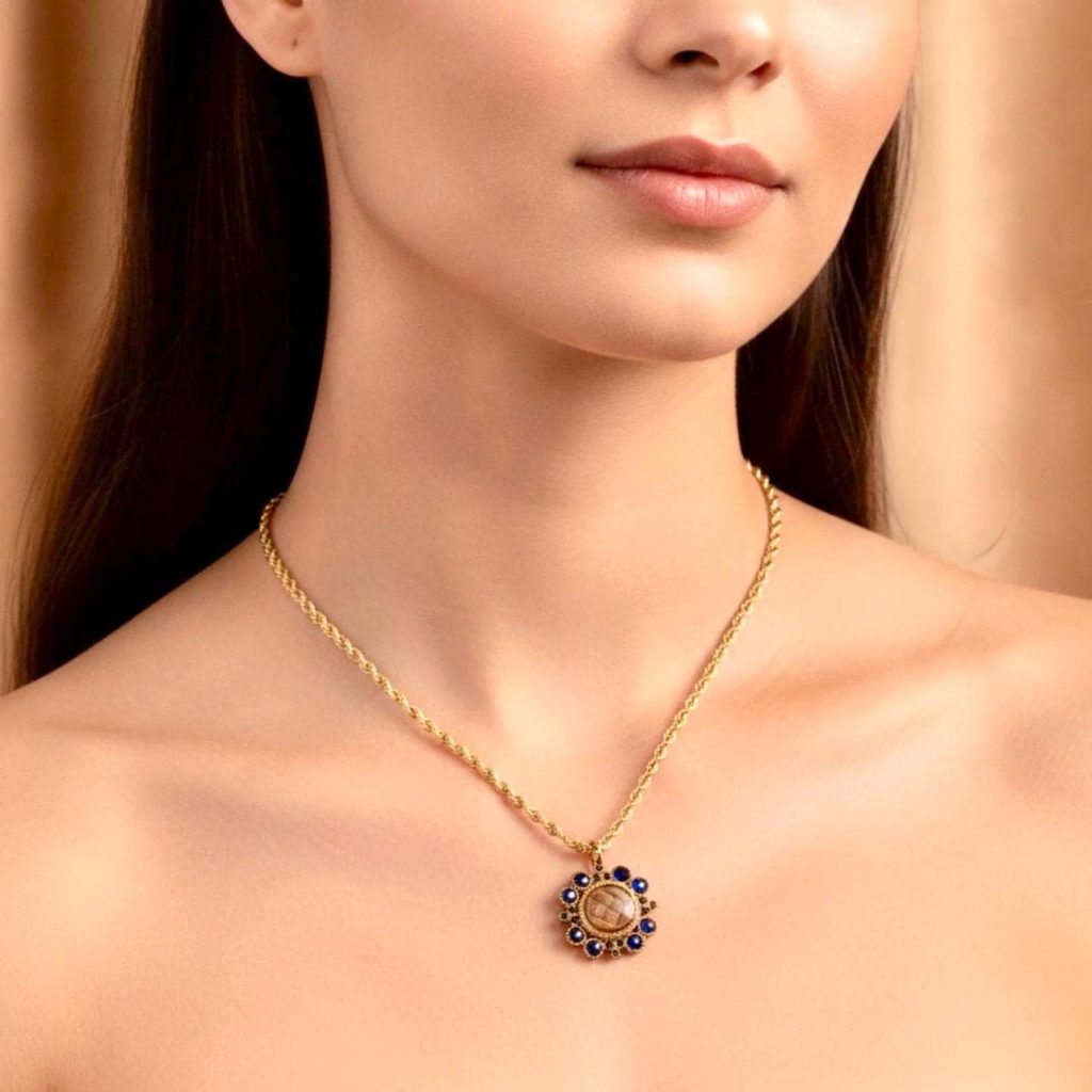 Victorian 14kt solid gold mourning pendant  Necklace - original receipt from Lang antiques